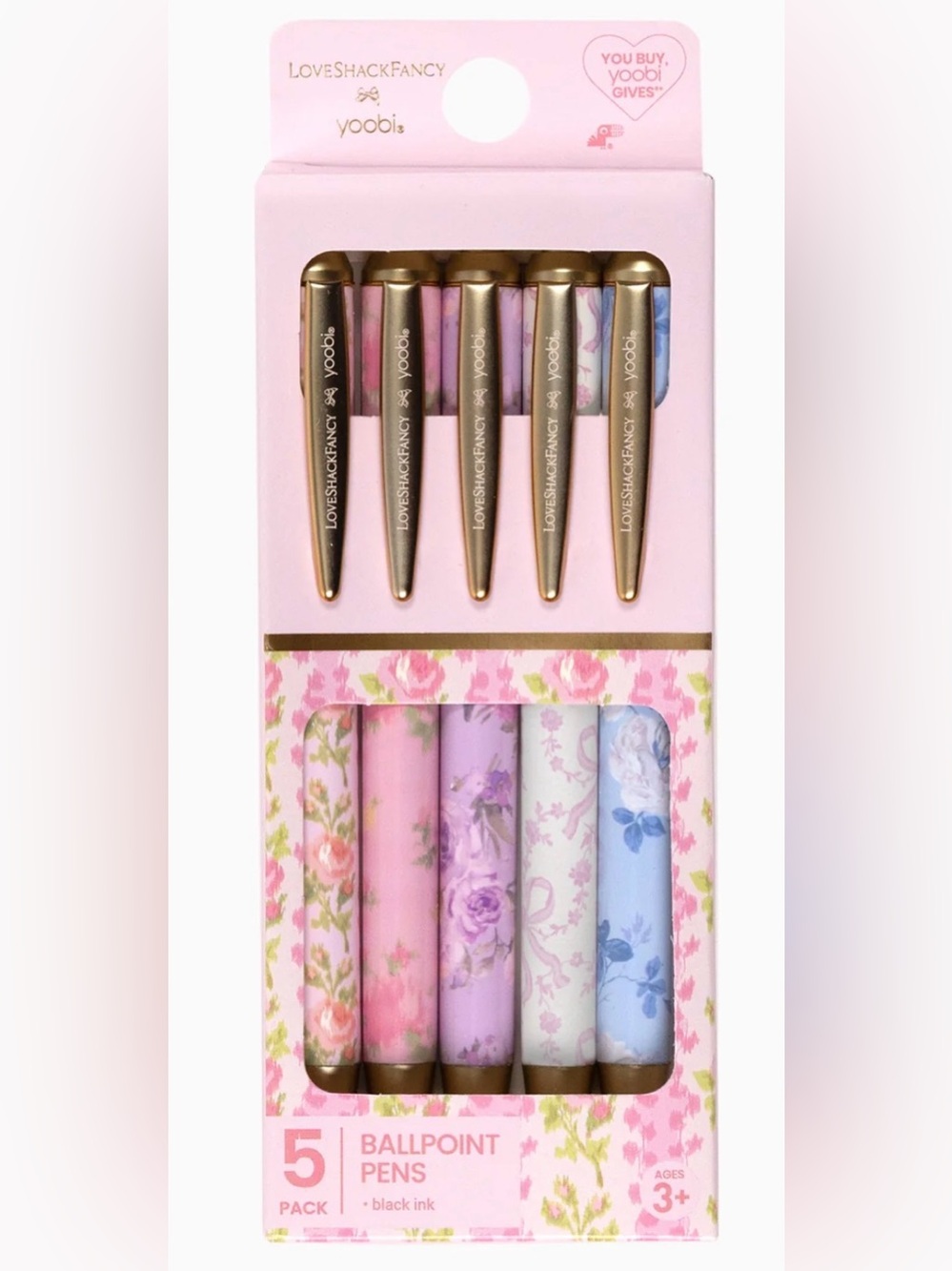 🎀LoveShackFancy │ Yoobi Blooming Heirloom 5 Pack 1.0mm Retractable Ballpoint Pen